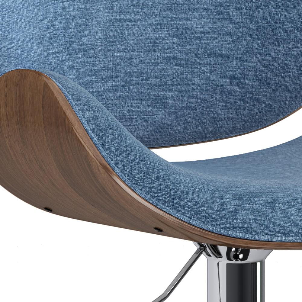 Blue Linen Look Fabric Adjustable Height Bar Stool Z694792