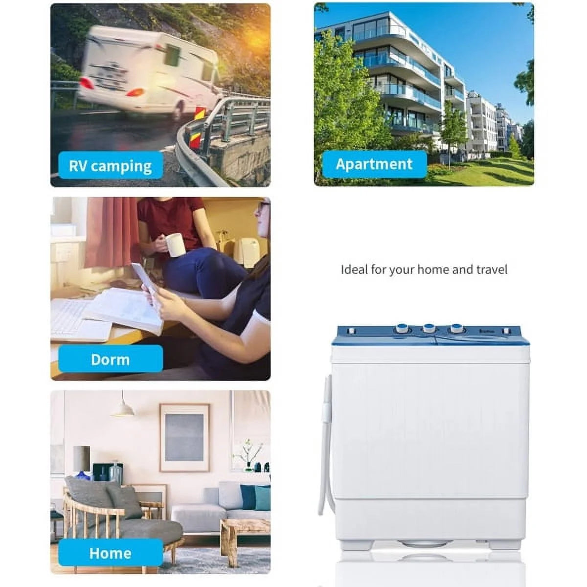 Semi-automatic Twin Tub Washing Machine, White&Blue R348