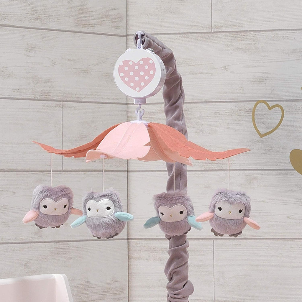 Gray/Pink Musical Baby Crib Mobile Soother Toy O38073