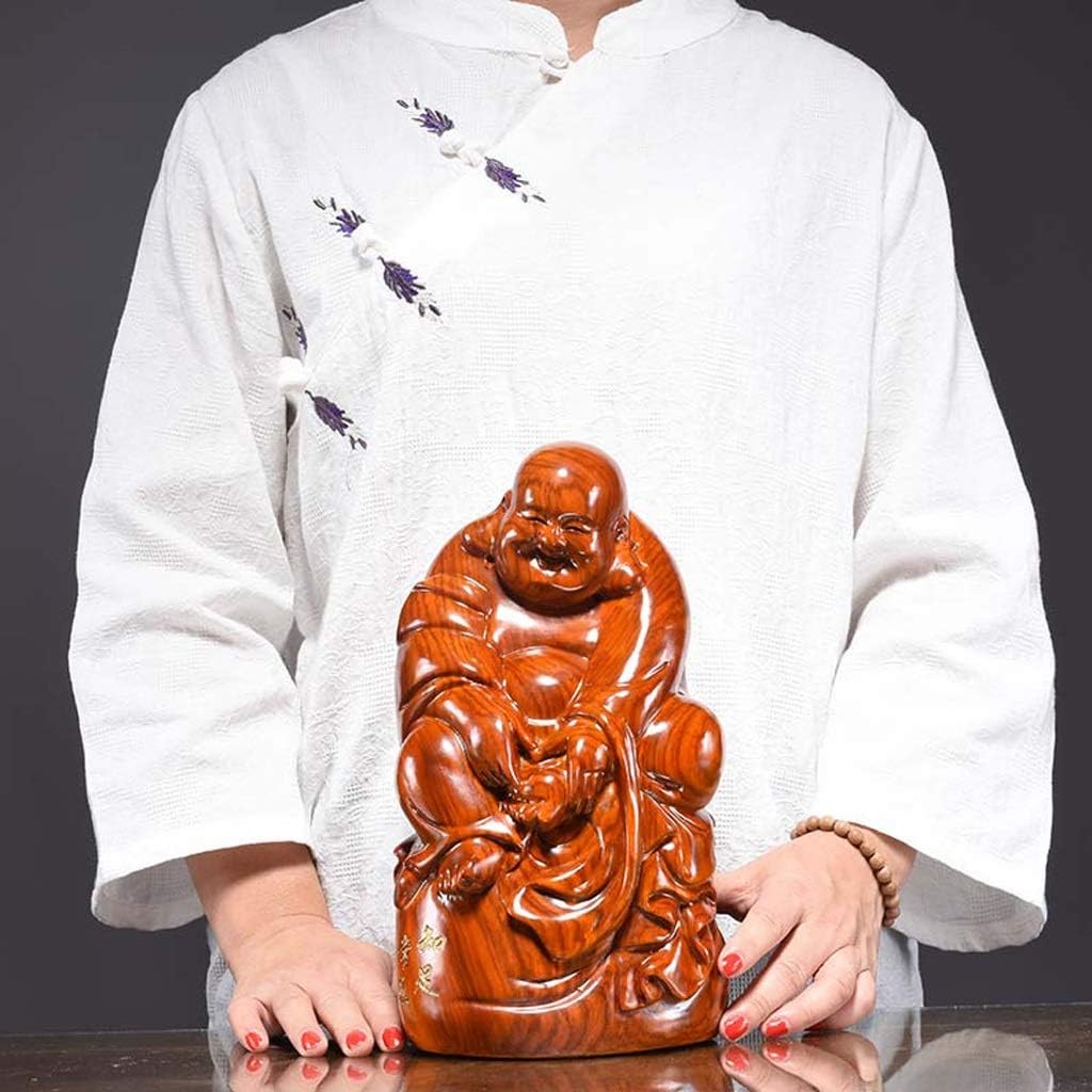 7.88 Inches Huanghuali Wood Carving Maitreya Buddha Statue F56471