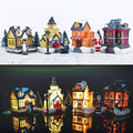 LED Lighted Christmas Village Houses with Figurines E49373