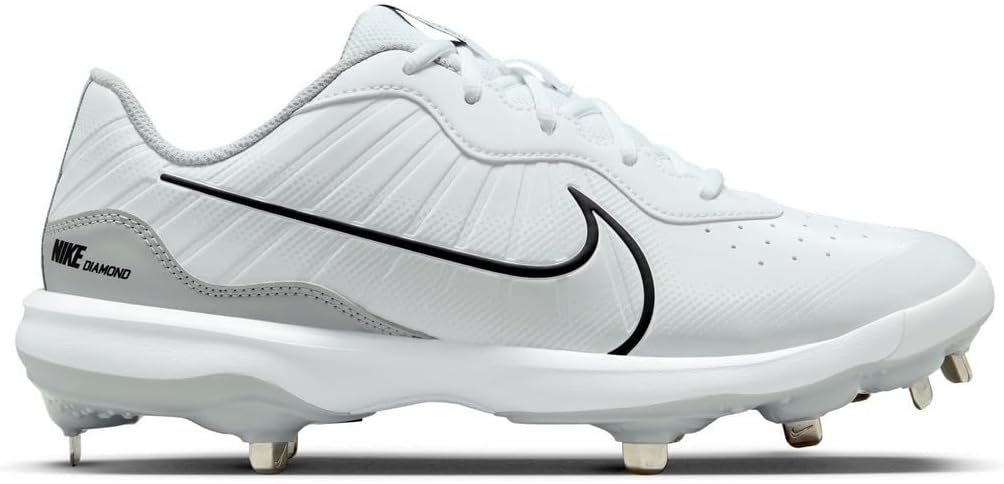 White Gray Size 8 Medium Baseball Cleats O9468