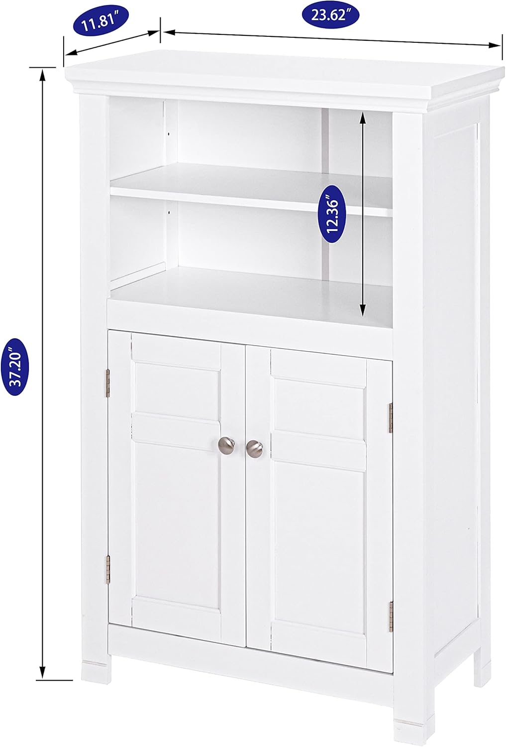 Freestanding Bathroom Cabinet with Doors and Adjustable Shelf, White C939