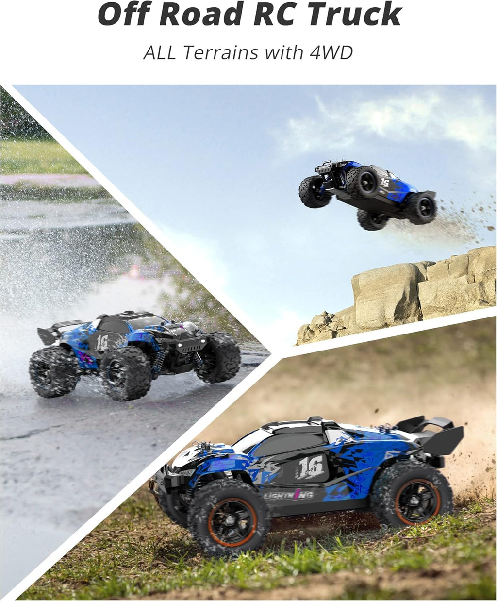 1:18 Scale Brushless 4WD Off-Road Remote Control Car with 2 Rechargeable Batteries N737523