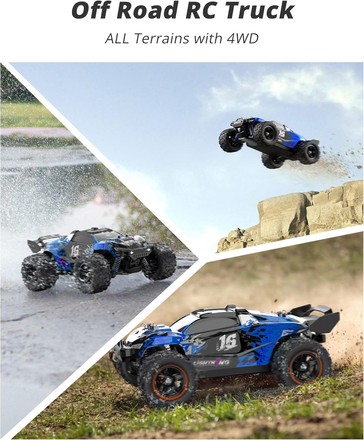 1:18 Scale Brushless 4WD Off-Road Remote Control Car with 2 Rechargeable Batteries N737523