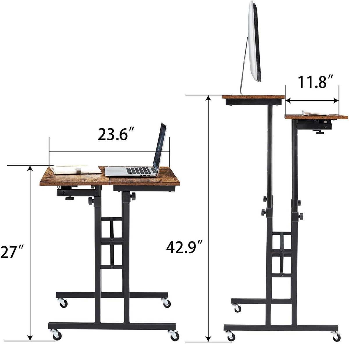 Black Wood Grain Adjustable Height Standing Desk Q96881
