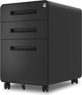 3 Drawer Black Mobile File Cabinet with Lock D735734