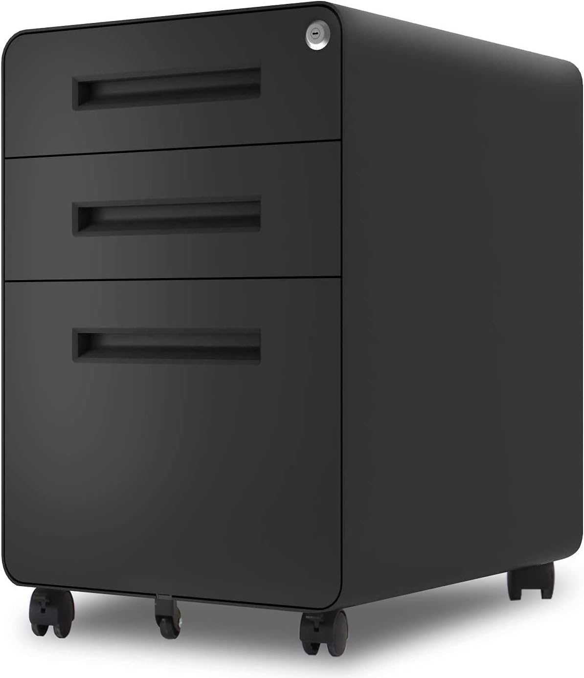 3 Drawer Black Mobile File Cabinet with Lock D735734