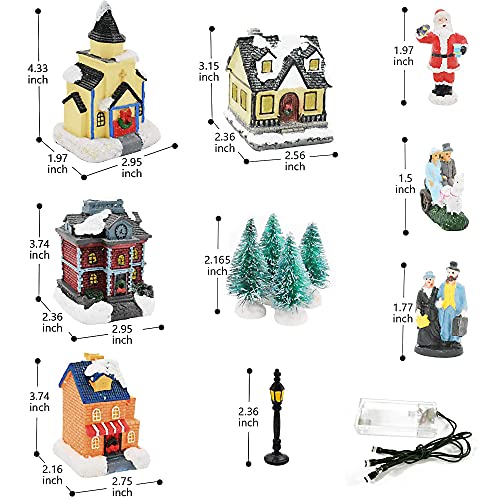 LED Lighted Christmas Village Houses with Figurines E49373