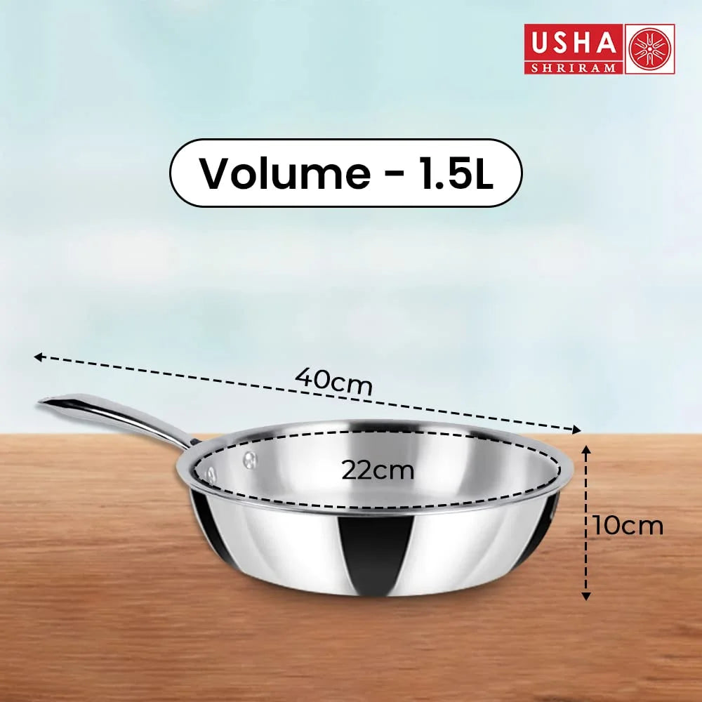 Triply Stainless Steel Frying Pan with Lid W9489