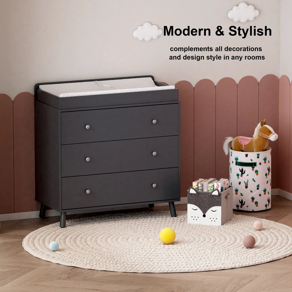White 3 Drawer Changing Table with Removable Pad N69701
