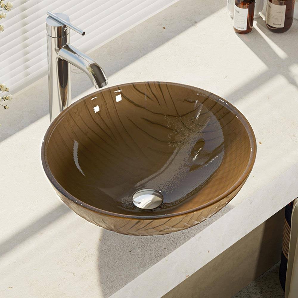 16-5/8x22 Glass Vessel Bathroom Sink with Vessel Faucet P953091