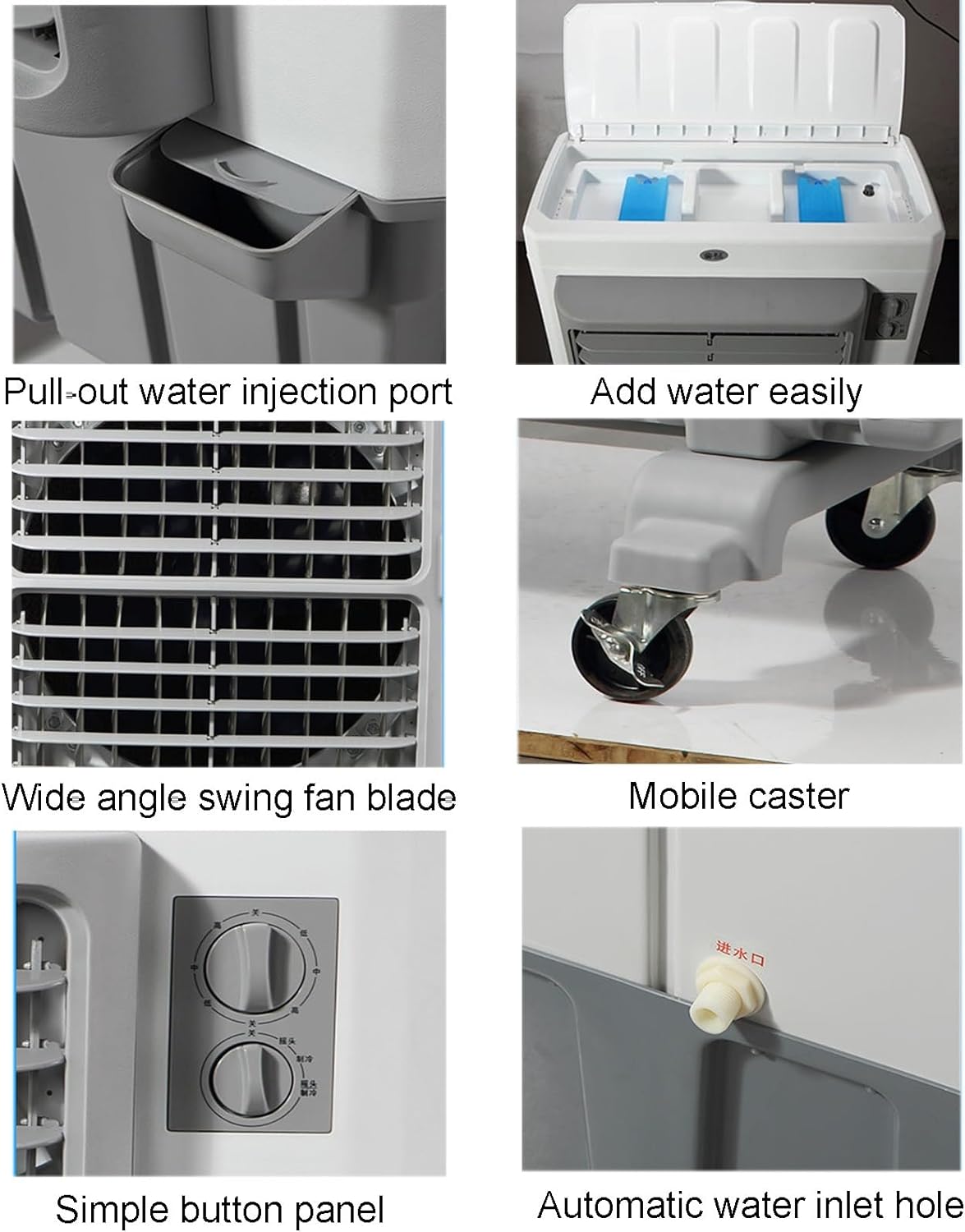 Commercial Evaporative Air Cooler Fan, 3-in-1 Swamp Cooler with 120L Water Tank, 3 Speeds U17836