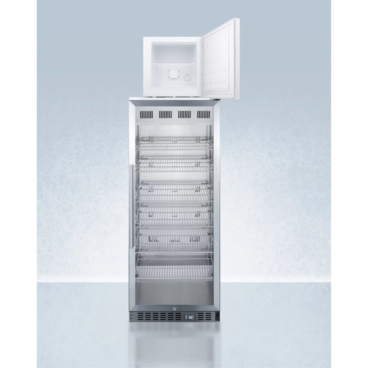 12.4 cu. ft. Stacked Glass Door Refrigerator with Freezer D857