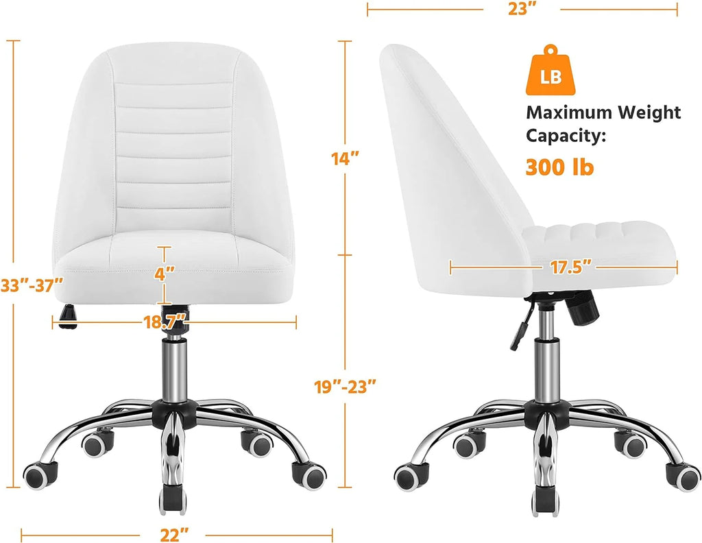 PU Leather Armless Office Chair with Rolling Wheels P295682