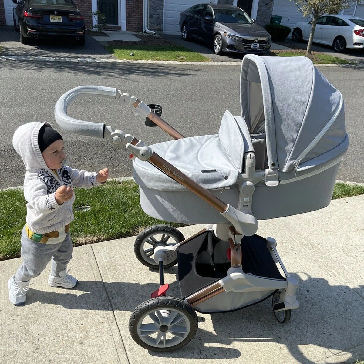 Grey 2 in 1 Baby Stroller with Bassinet Combo P312472
