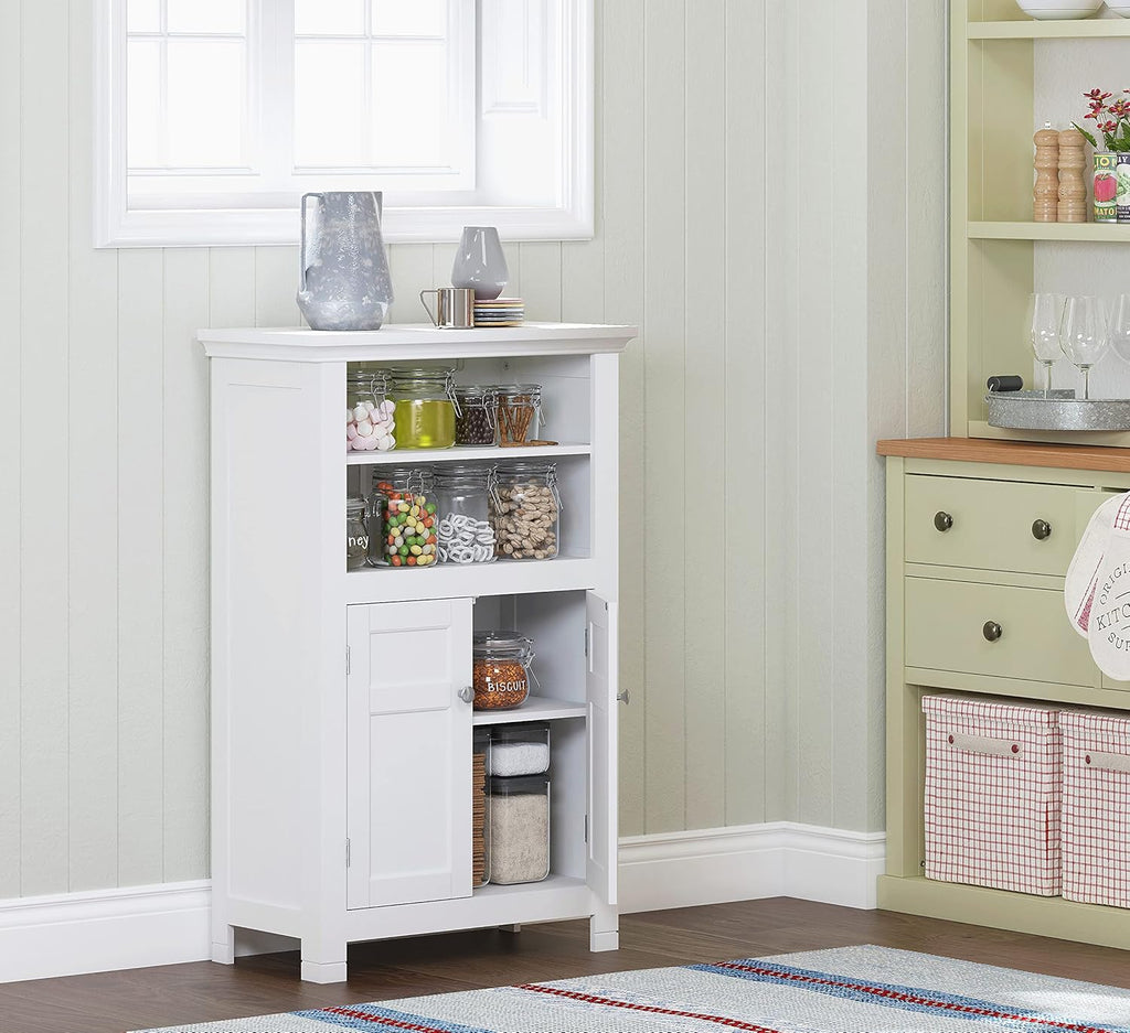 Freestanding Bathroom Cabinet with Doors and Adjustable Shelf, White C939