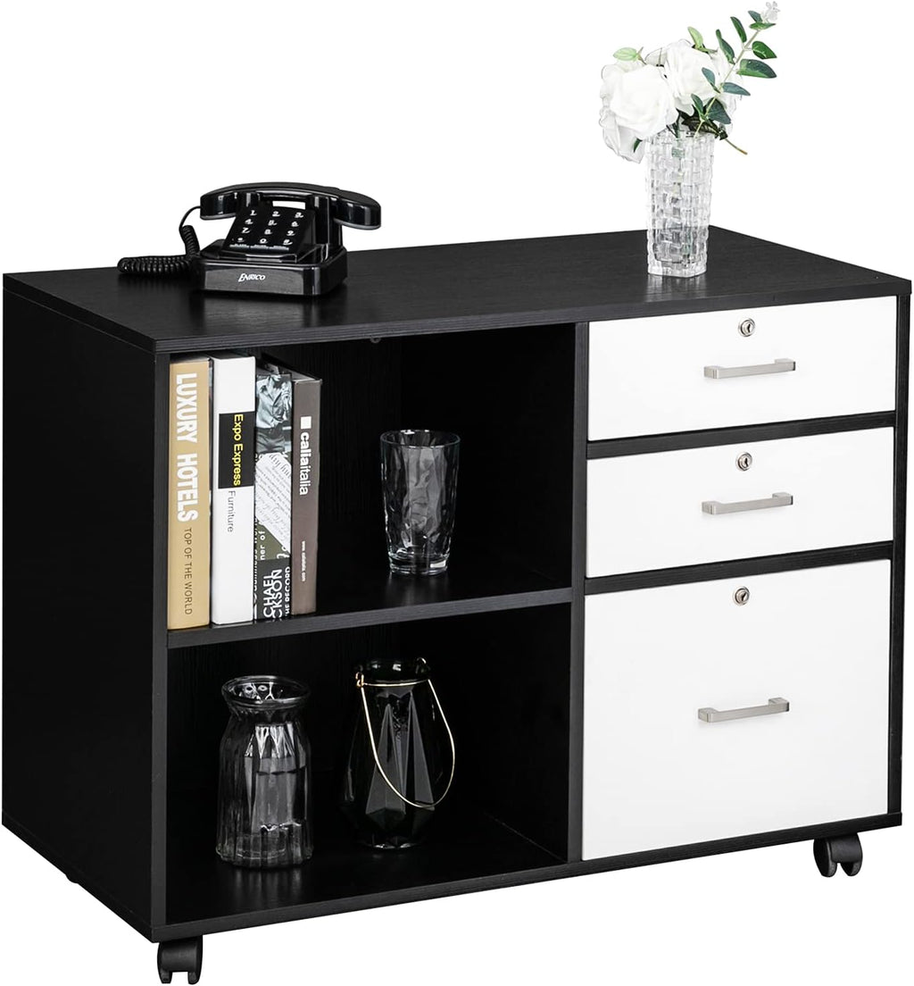 Wood 3 Drawer File Cabinet with Lock G629