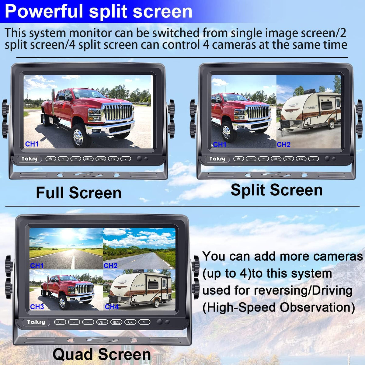 Wireless HD 1080P Backup Camera with 7 Inch Touch Key DVR Monitor L7600