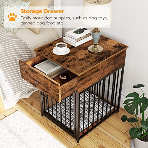 Wooden Dog Crate Furniture with Drawer V3182