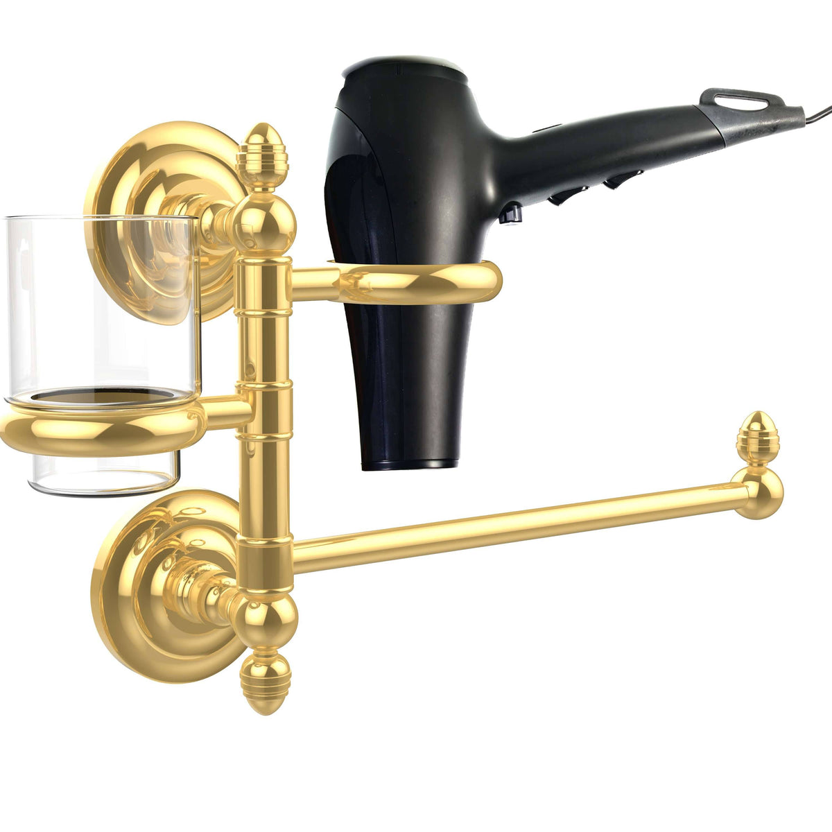 Unlacquered Brass Hair Dryer Holder and Organizer I5579