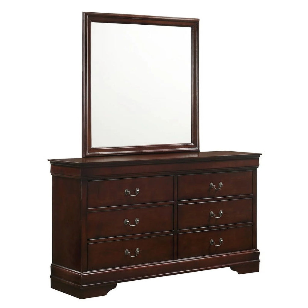 Cherry Wood 6-Drawer Dresser & Mirror P940214