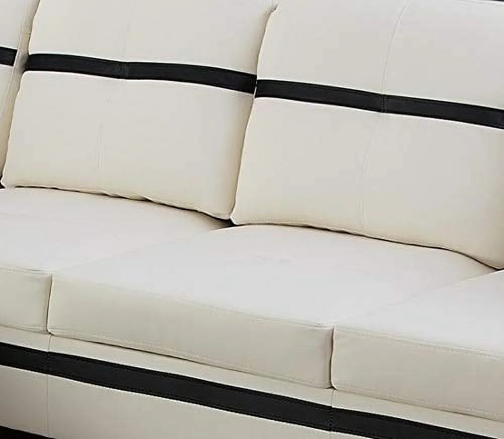Cream White Black Stripe Left Hand Facing Sectional Sofa Set Y604000