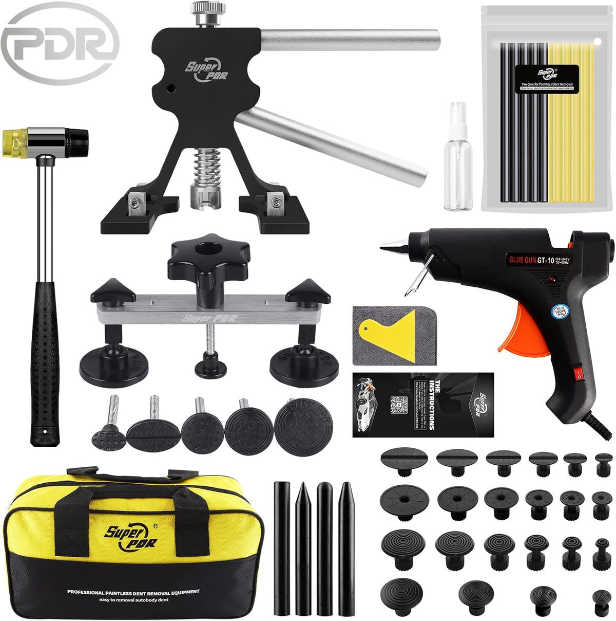 Paintless Dent Repair Kit with Bridge Dent Puller and Black Dent Lifter, Pack of 2 Z806748