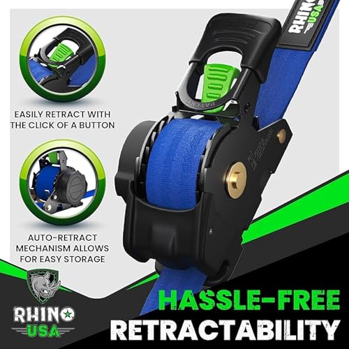 Retractable Ratchet Straps 4-Pack 1 Inch x 10 Feet Black F812683