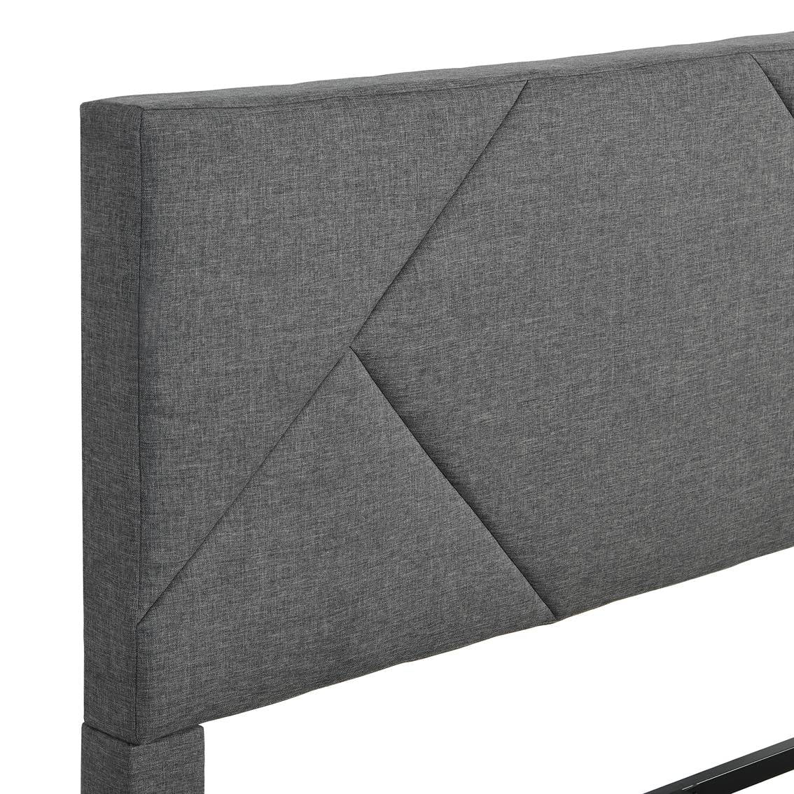Queen Size Upholstered Platform Bed Frame with Headboard Gray S30979