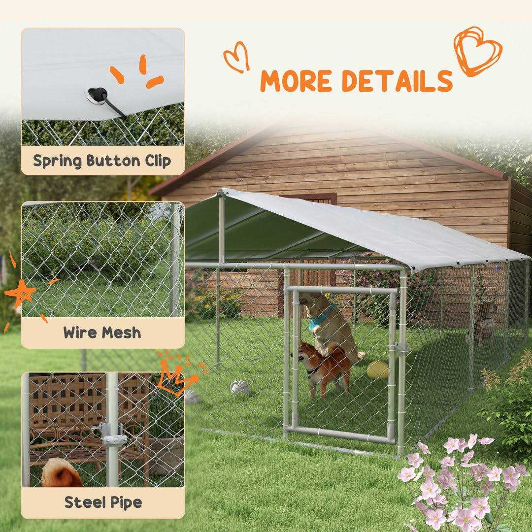 Large Outdoor Dog Kennel with Waterproof UV Resistant Roof M613