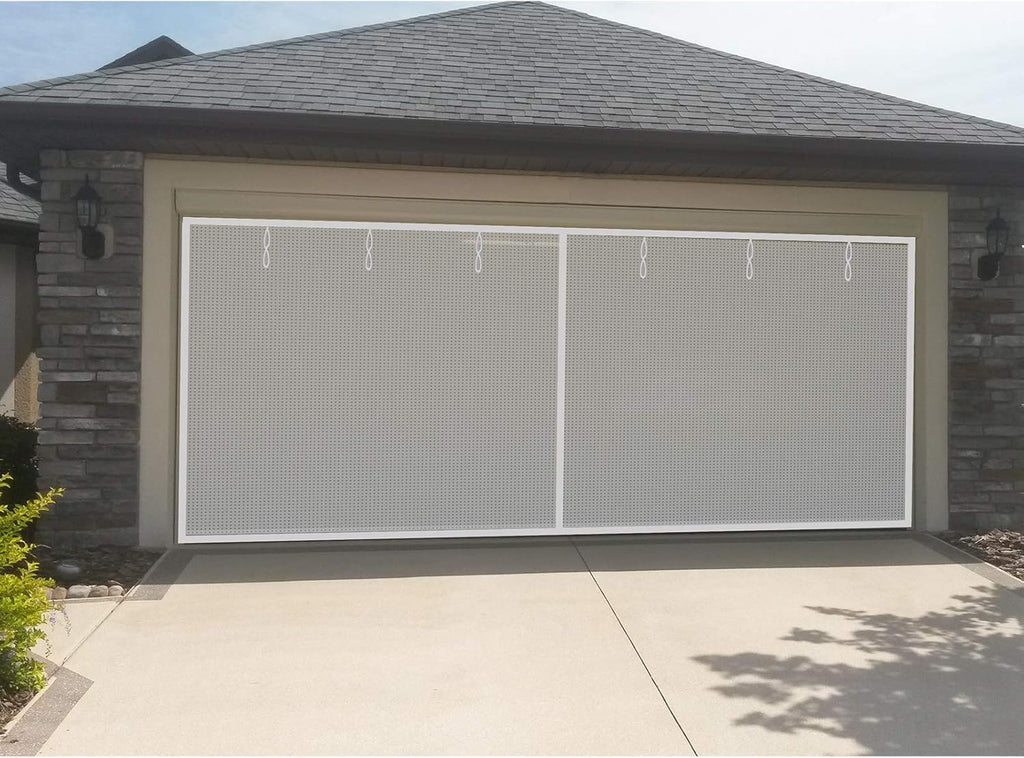 16x7Ft White Magnetic Closure Fiberglass Mesh Garage Screen Doors Pack of 2 O768