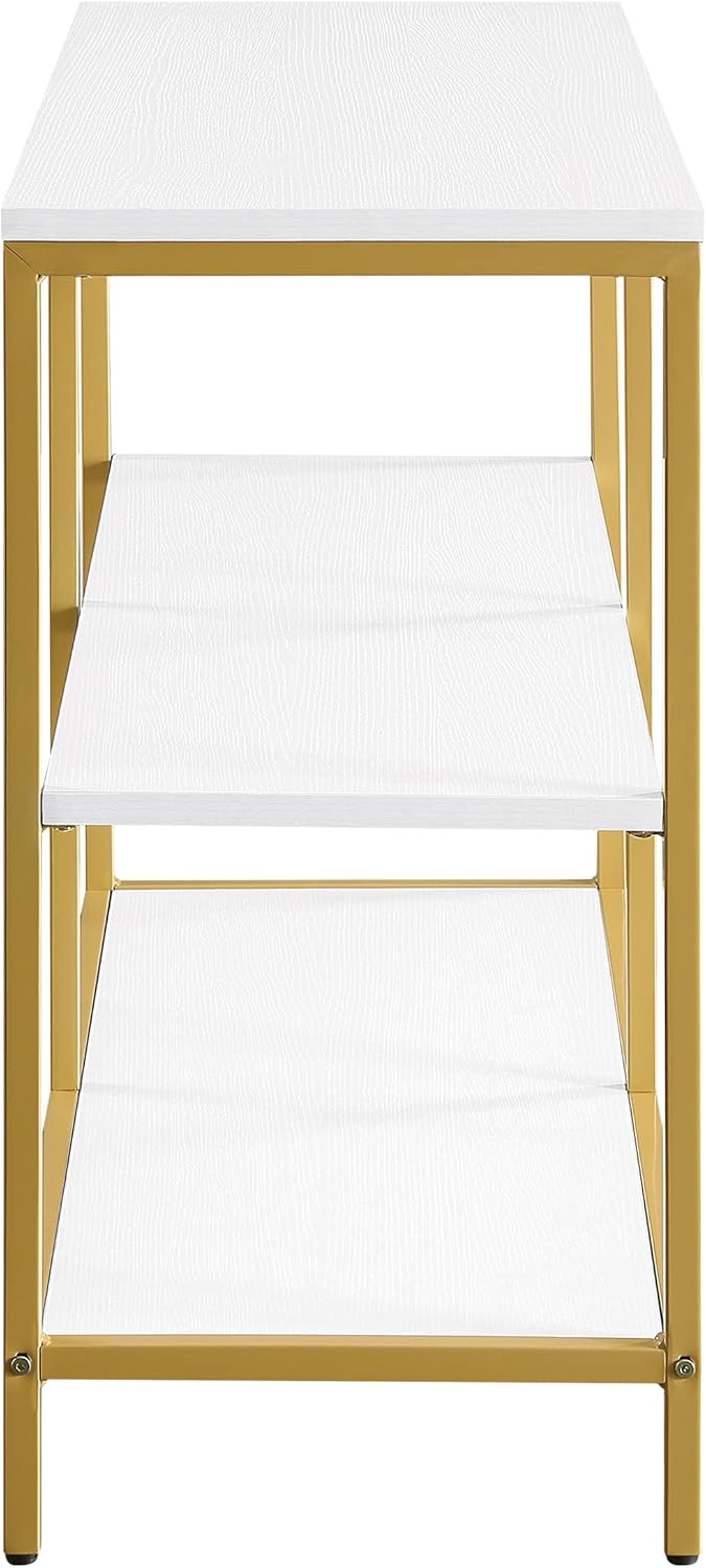 White 3 Shelf Bookcase and Credenza W3429
