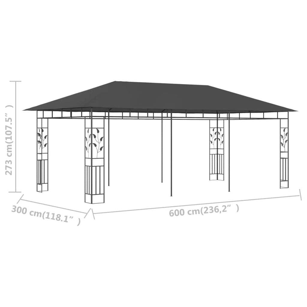 Anthracite Gazebo with Mosquito Net P82823