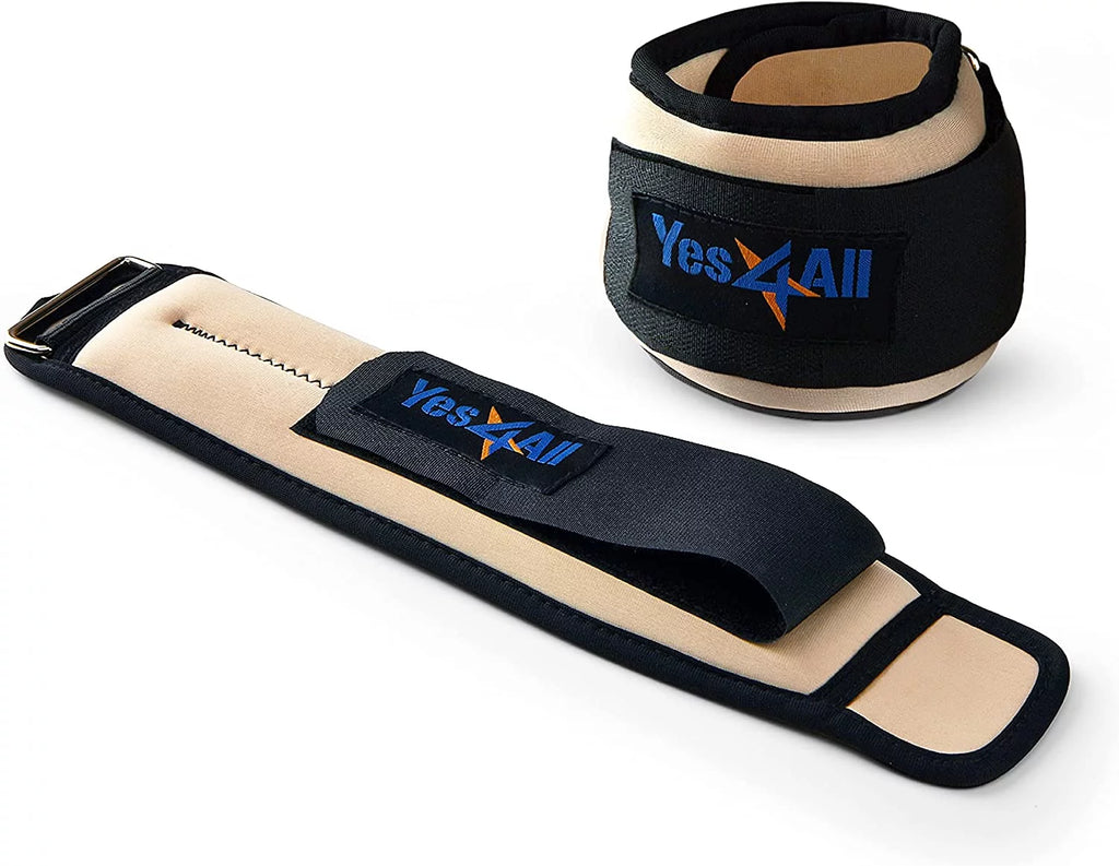 1 lbs Neoprene Ankle Wrist Weight, Beige, Pair H788209