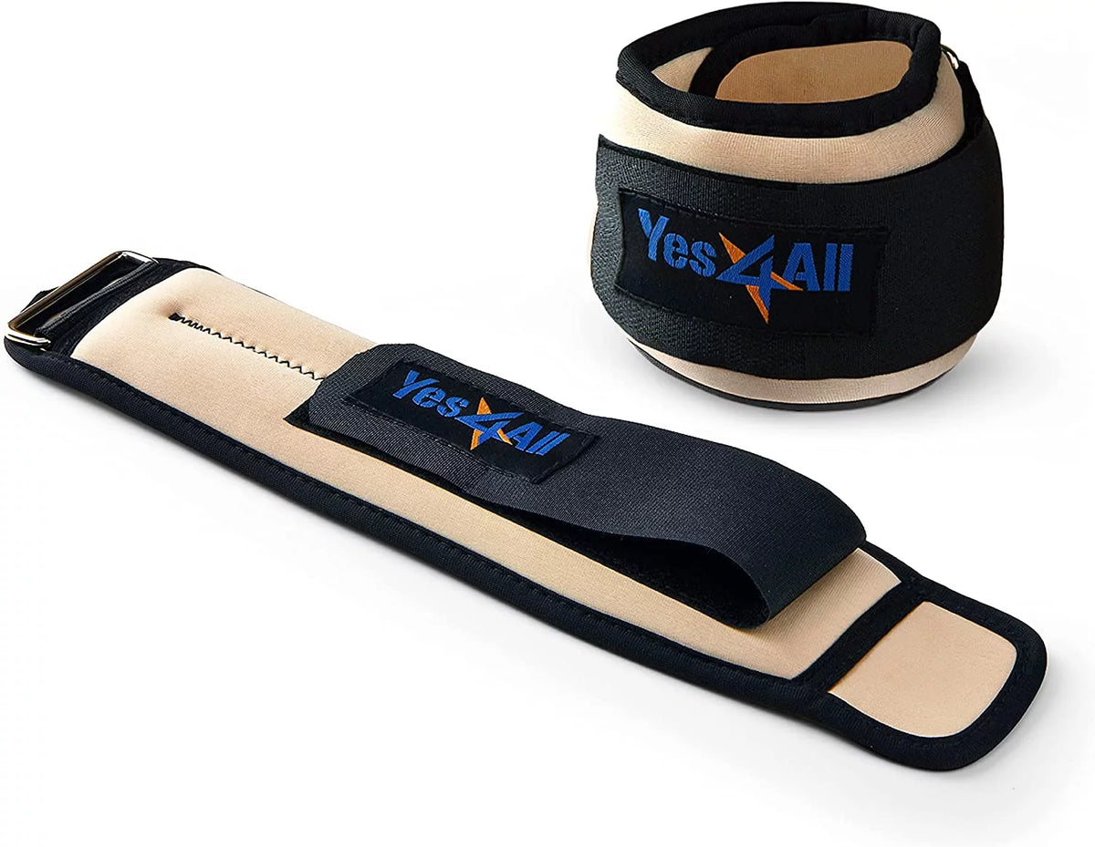 1 lbs Neoprene Ankle Wrist Weight, Beige, Pair H788209