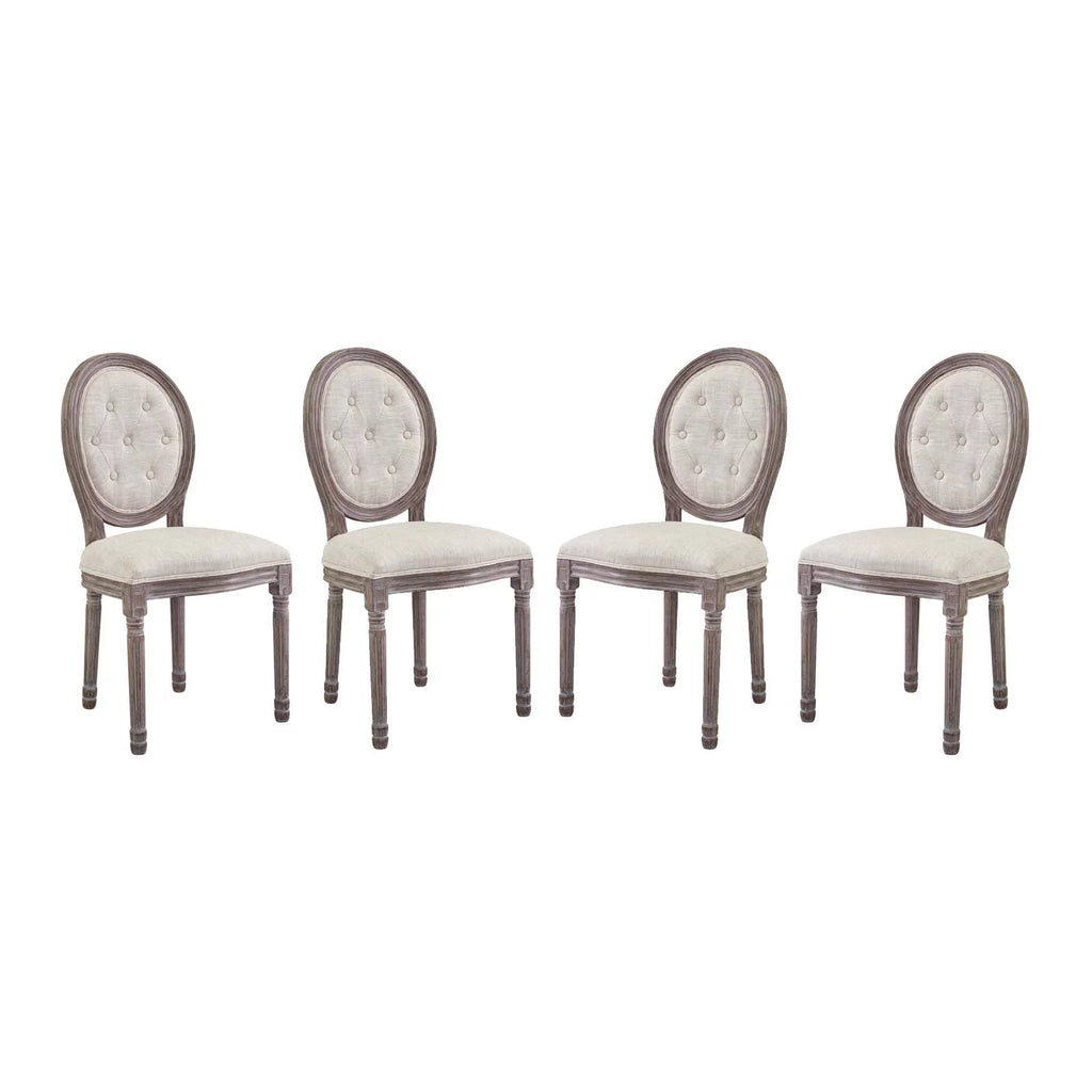 Beige Fabric Wood Dining Chair Set of Four W661568