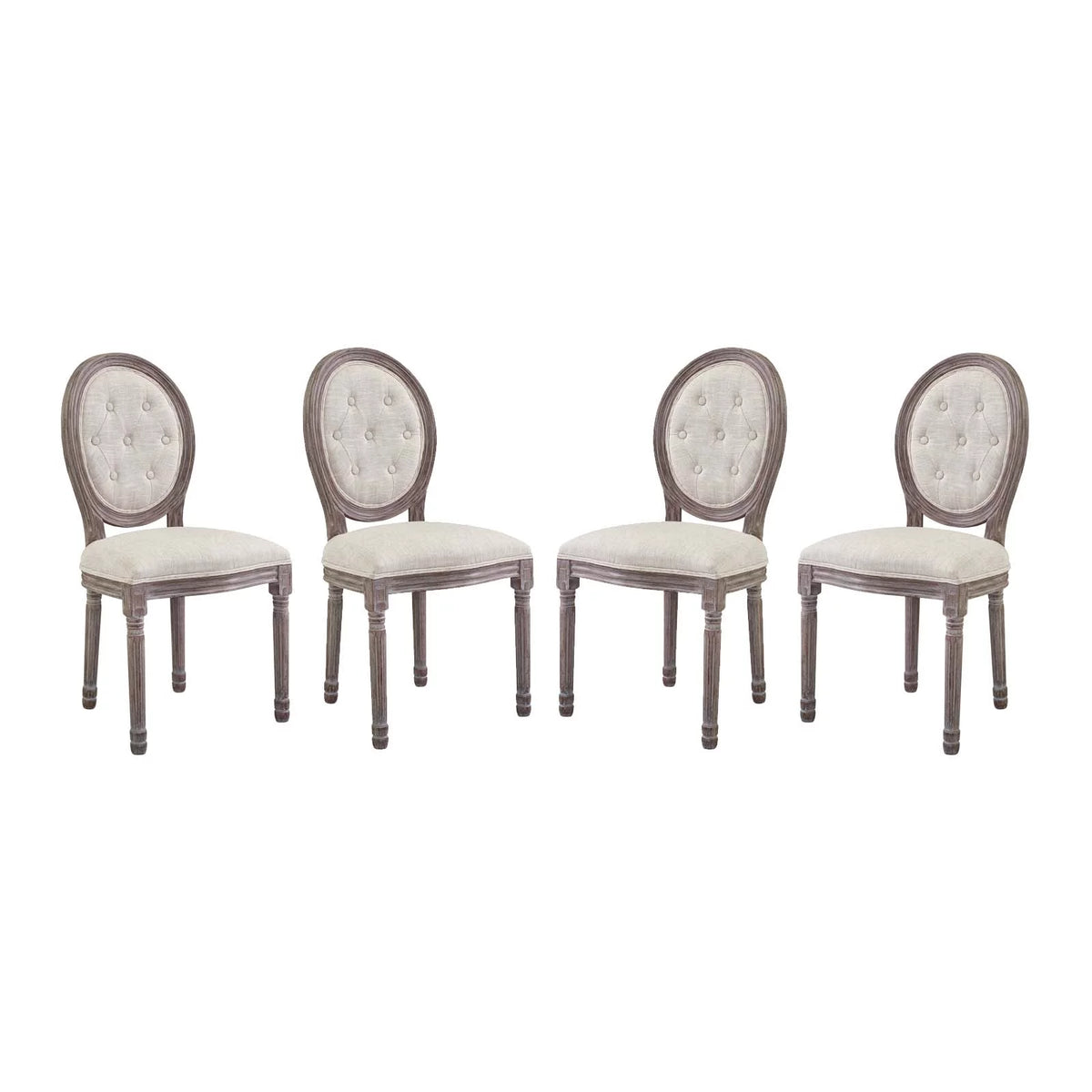 Beige Fabric Wood Dining Chair Set of Four W661568