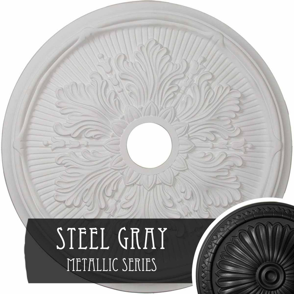 Hand-Painted Steel Gray Ceiling Medallion T388
