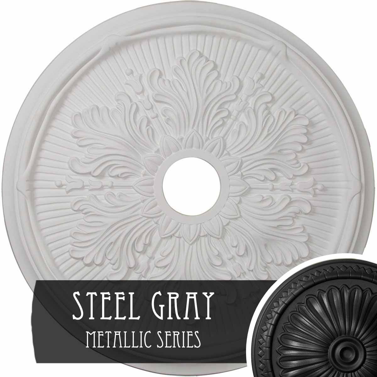 Hand-Painted Steel Gray Ceiling Medallion T388