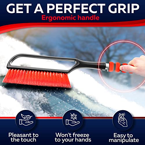 27" Snow Brush & Ice Scrapers with Foam Grip, Detachable, Gray O826