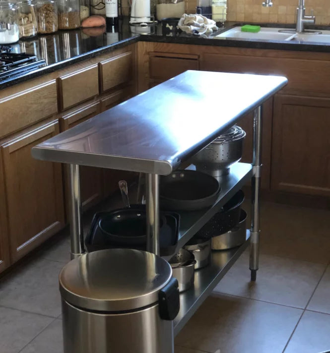 96" x 30" Stainless Steel Work Table with 2 Shelves I91087
