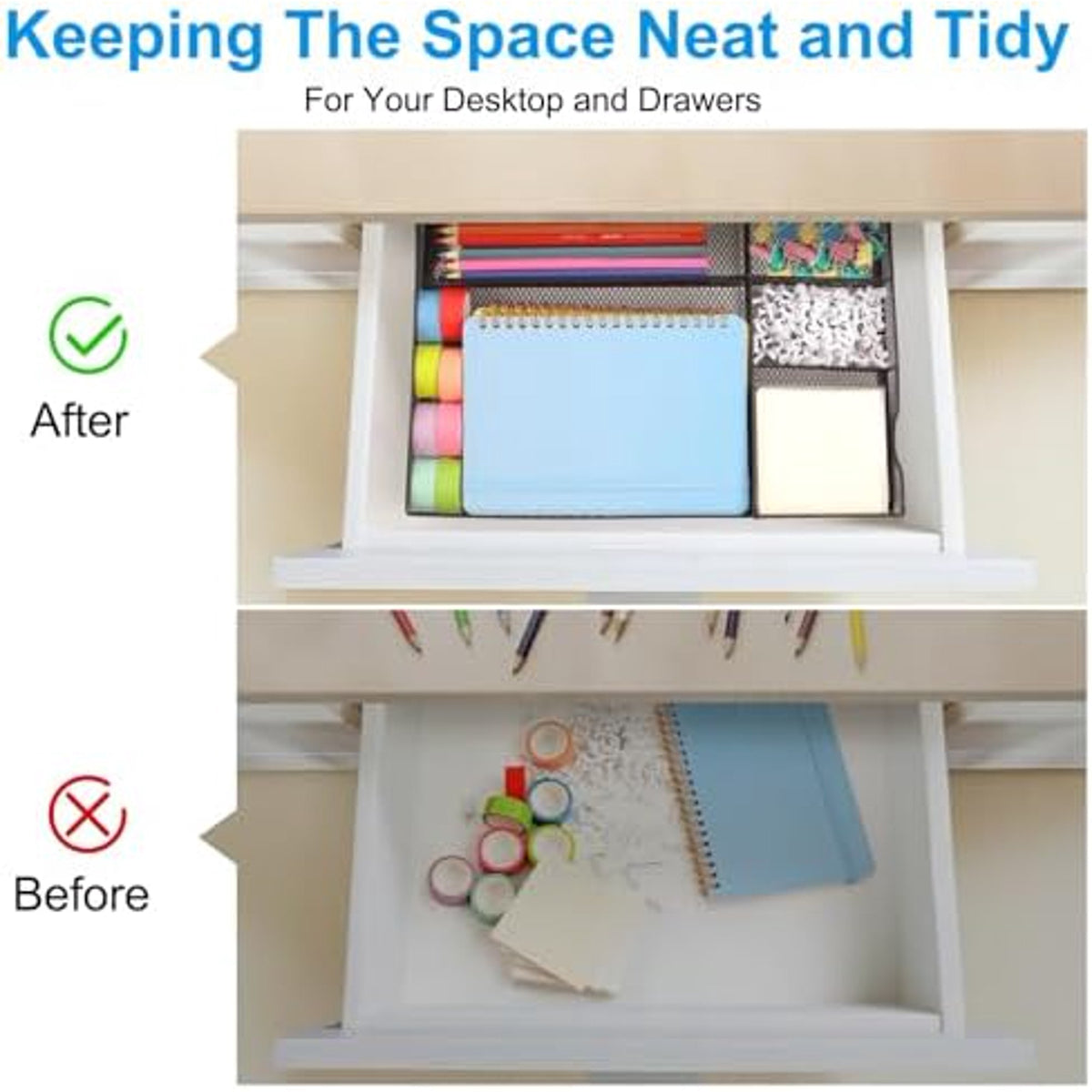 5 Grid Metal Mesh Drawer Organizer I709