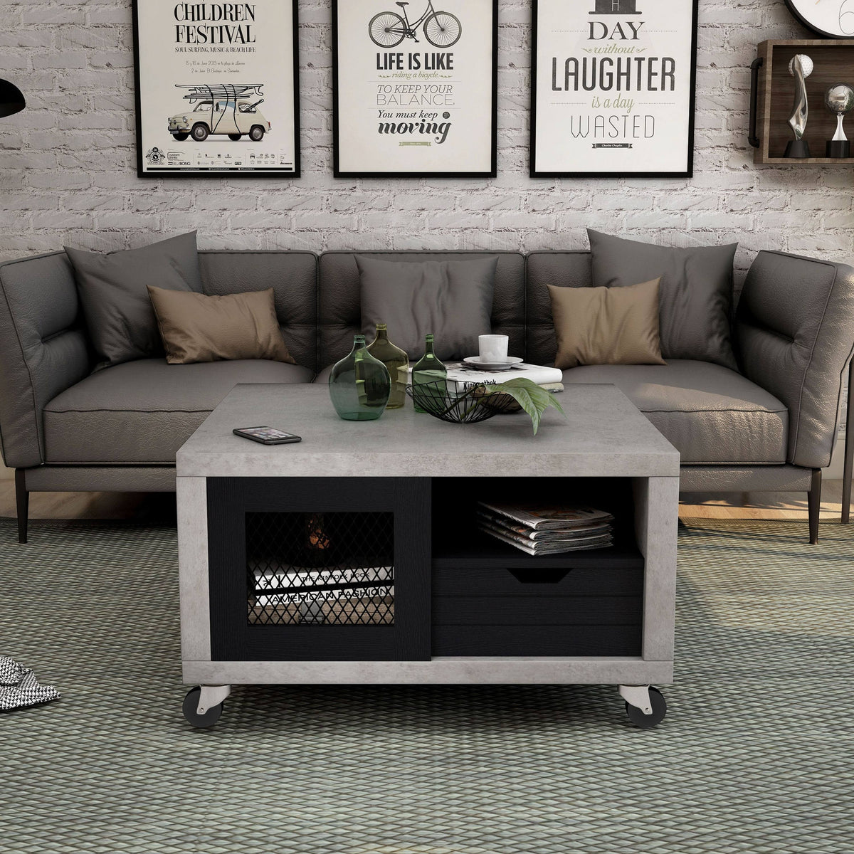 Industrial Multi-Storage Coffee Table V778222