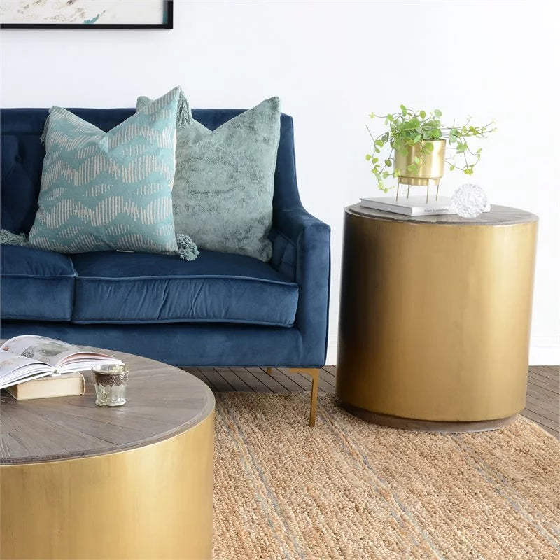 Wood and Metal End Table Set of 2 A344