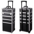 4in1 Rolling Aluminum Makeup Train Case Black F575