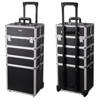 4in1 Rolling Aluminum Makeup Train Case Black F575