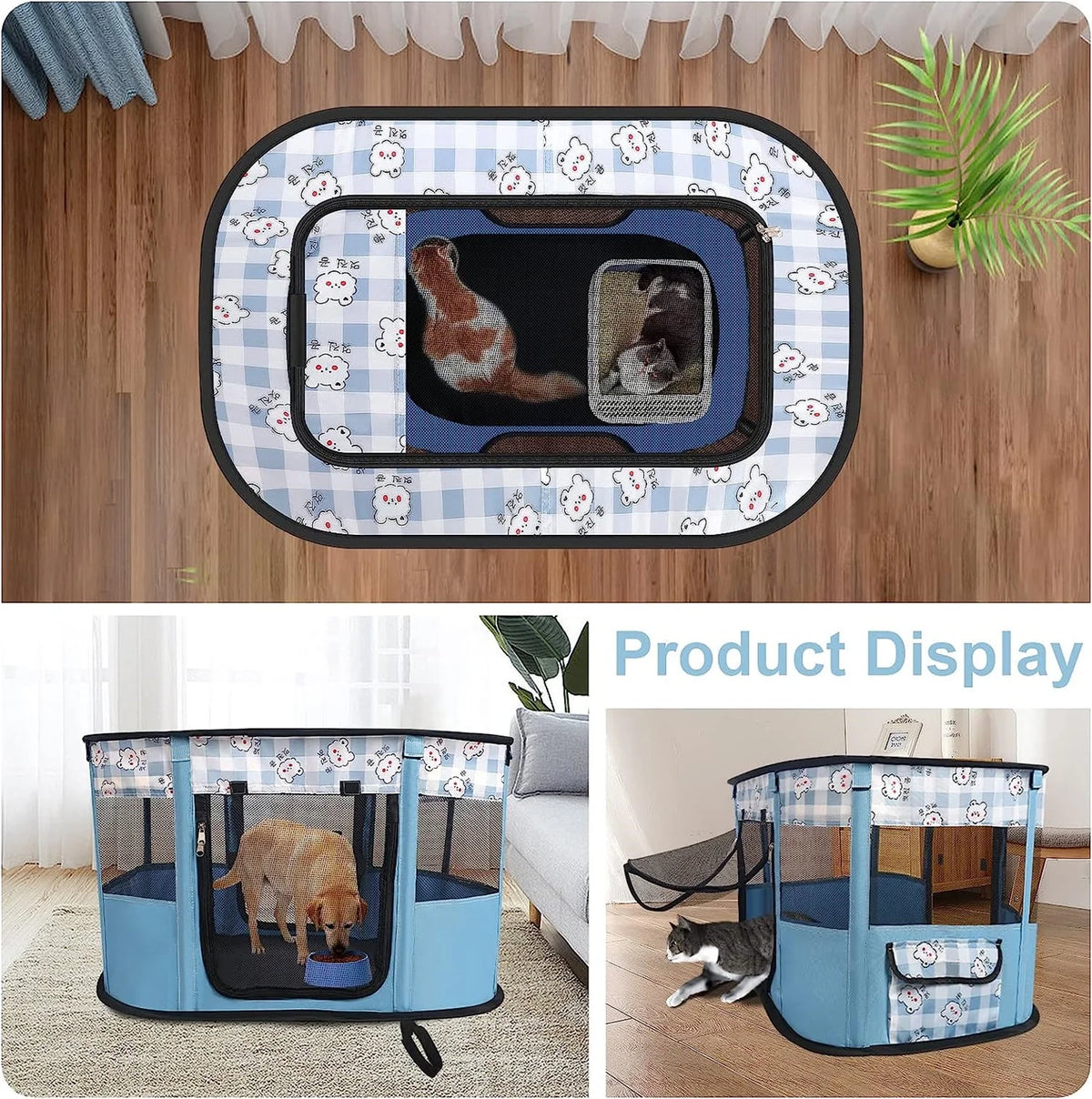 Foldable Cat Playpen with Carrying Case C33244