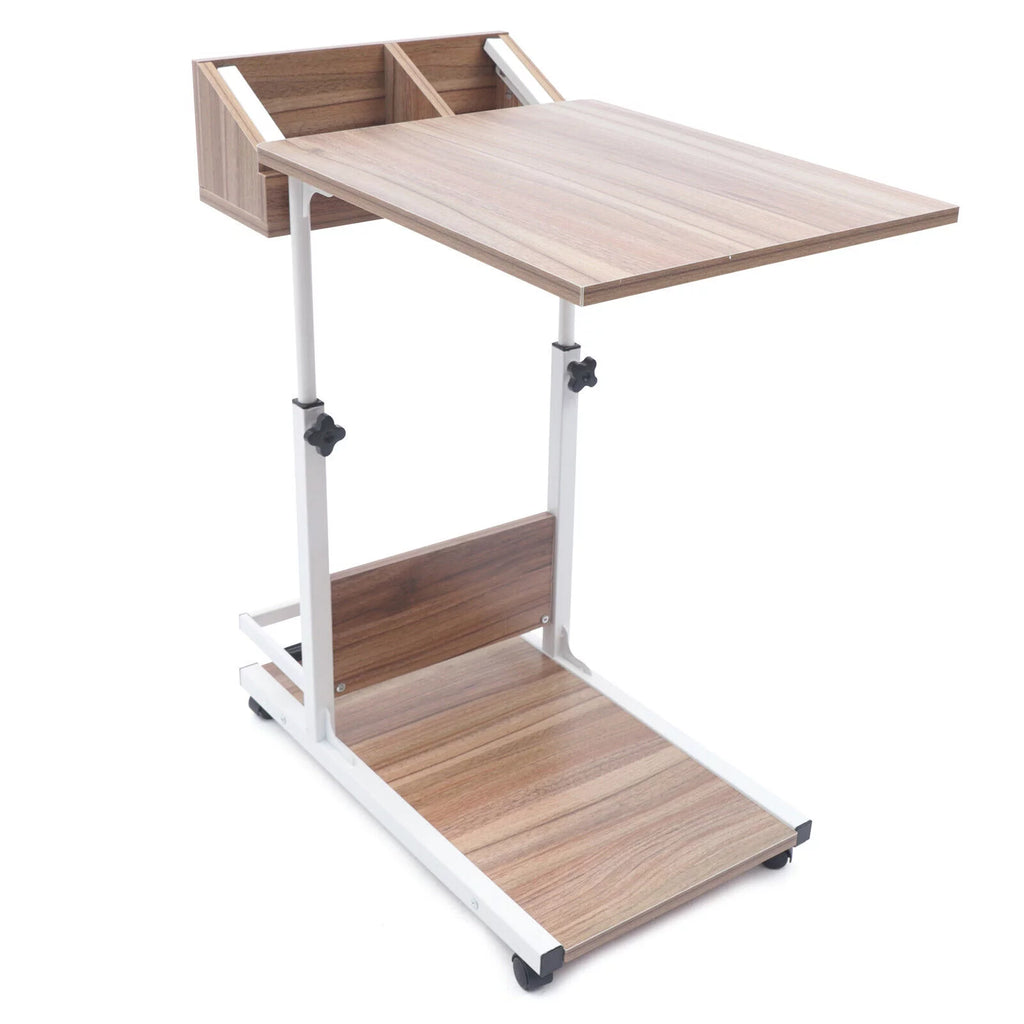 Wooden Bed Side Table with Storage and Wheels A180