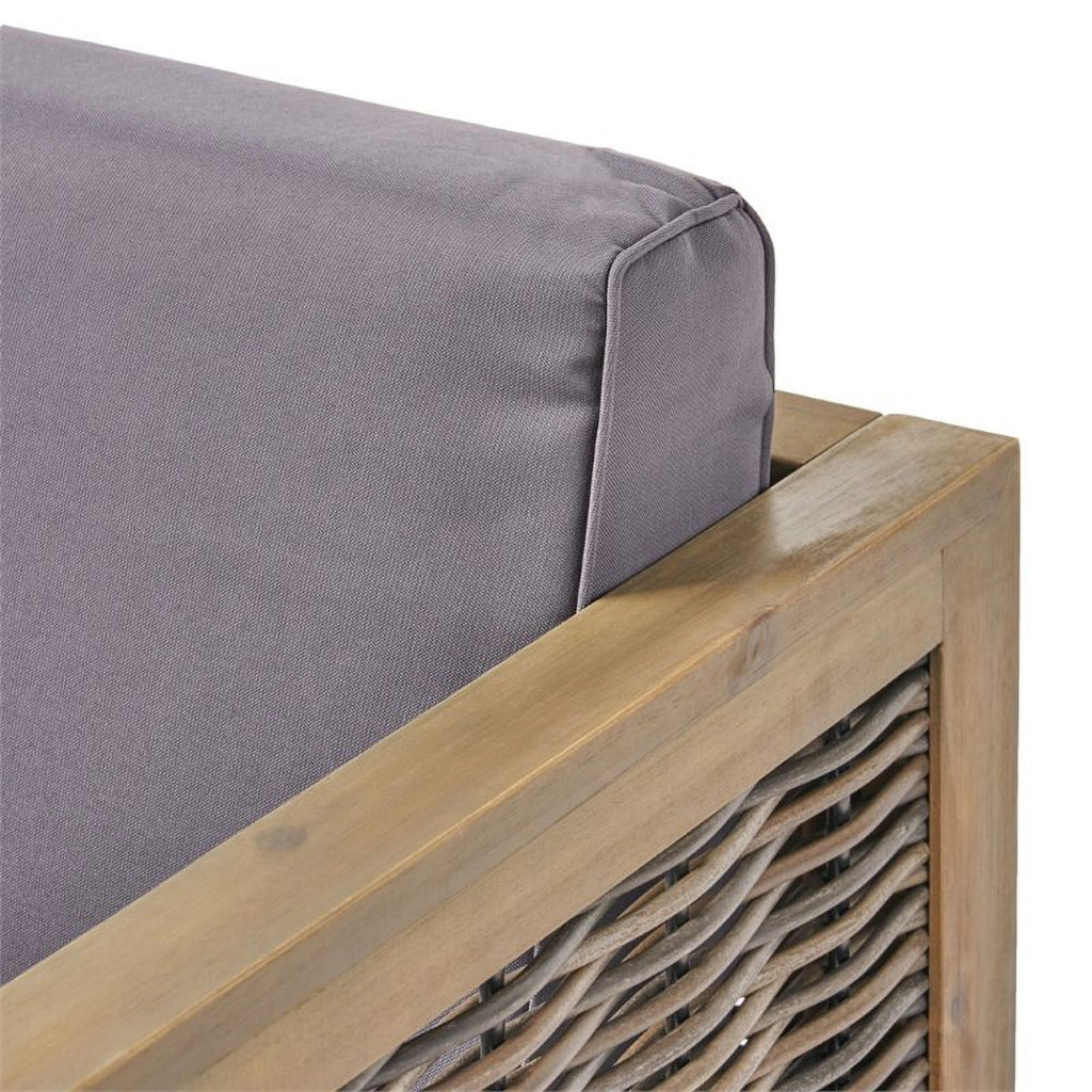 Gray 4 Piece Outdoor Wood and Wicker Sectional Sofa Set W693